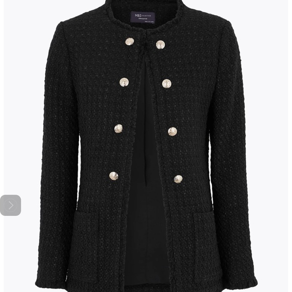 Marks & Spencer Smart Longline Tweed Blazer — Black (US 12) - Picture 1 of 4